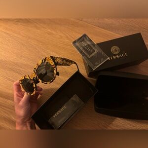 Versace Tribute Women's Sunglasses - Black and Yellow Floral
